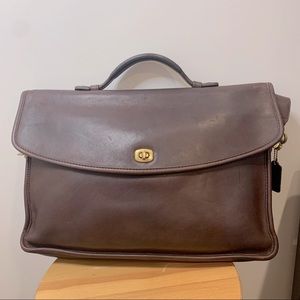 Vintage Coach Leather Laptop Turnlock Bag
